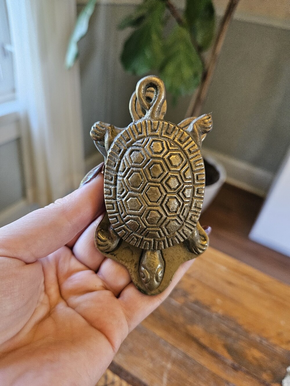 Vintage Brass Turtle Paper Clip